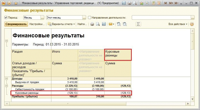 Отчеты по финансам 1с управление. 1с управление торговлей отчеты. Курсовые разницы в отчете. Финансовый результат в 1с. Постоянные разницы 1с