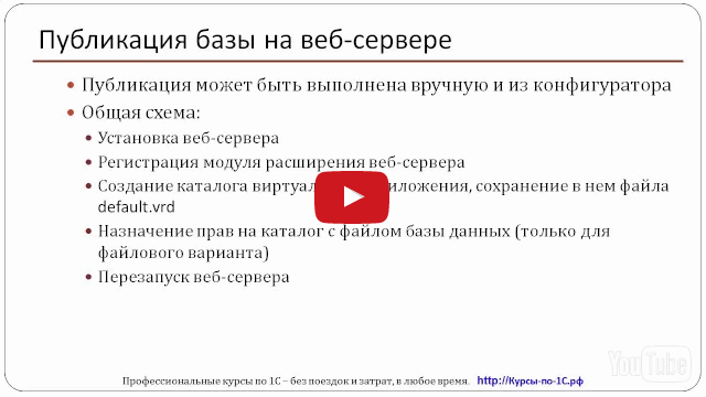 Публикация базы 1с. Издание база.